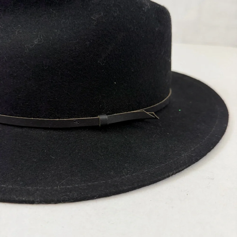 Yellow 108 Luke Fedora Black Wool Felt Hat Size Large Made‎ in USA